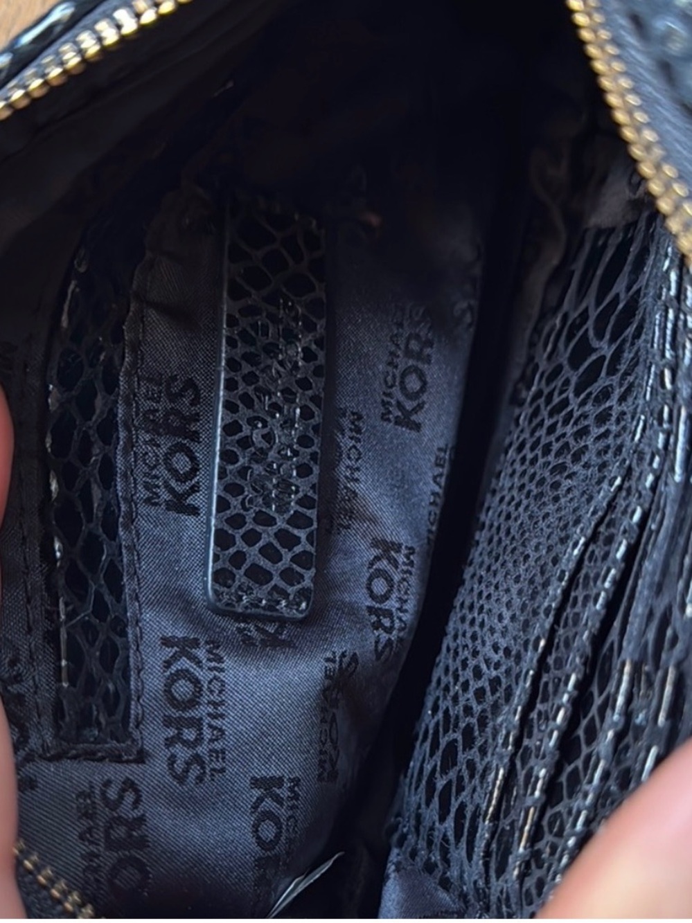 Michael Kors Black Snake-Embossed Crossbody with Gold Hardware - Picture 9 of 9